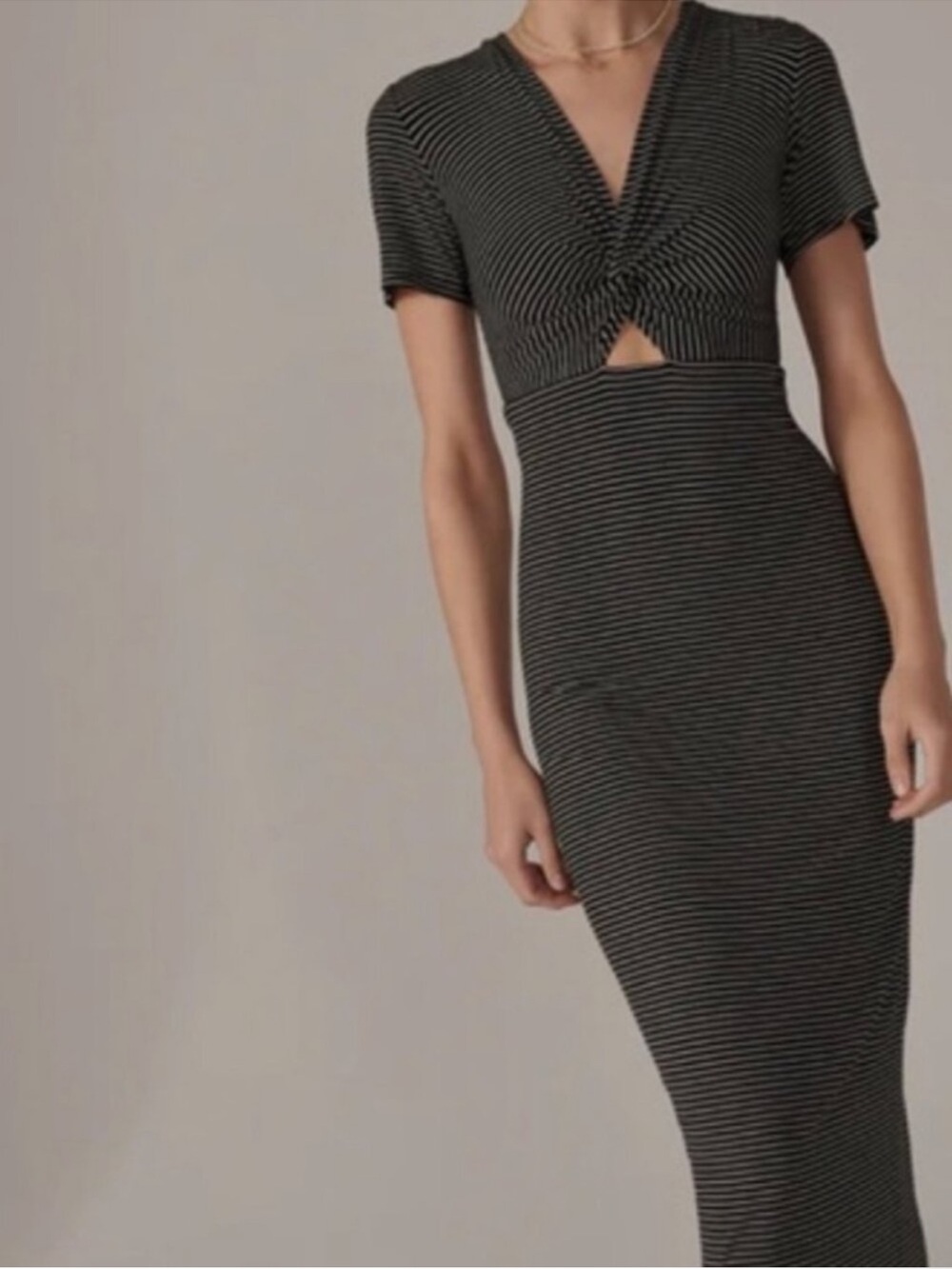 Favorite Daughter The Anywhere Striped Twist-Front Midi Dress